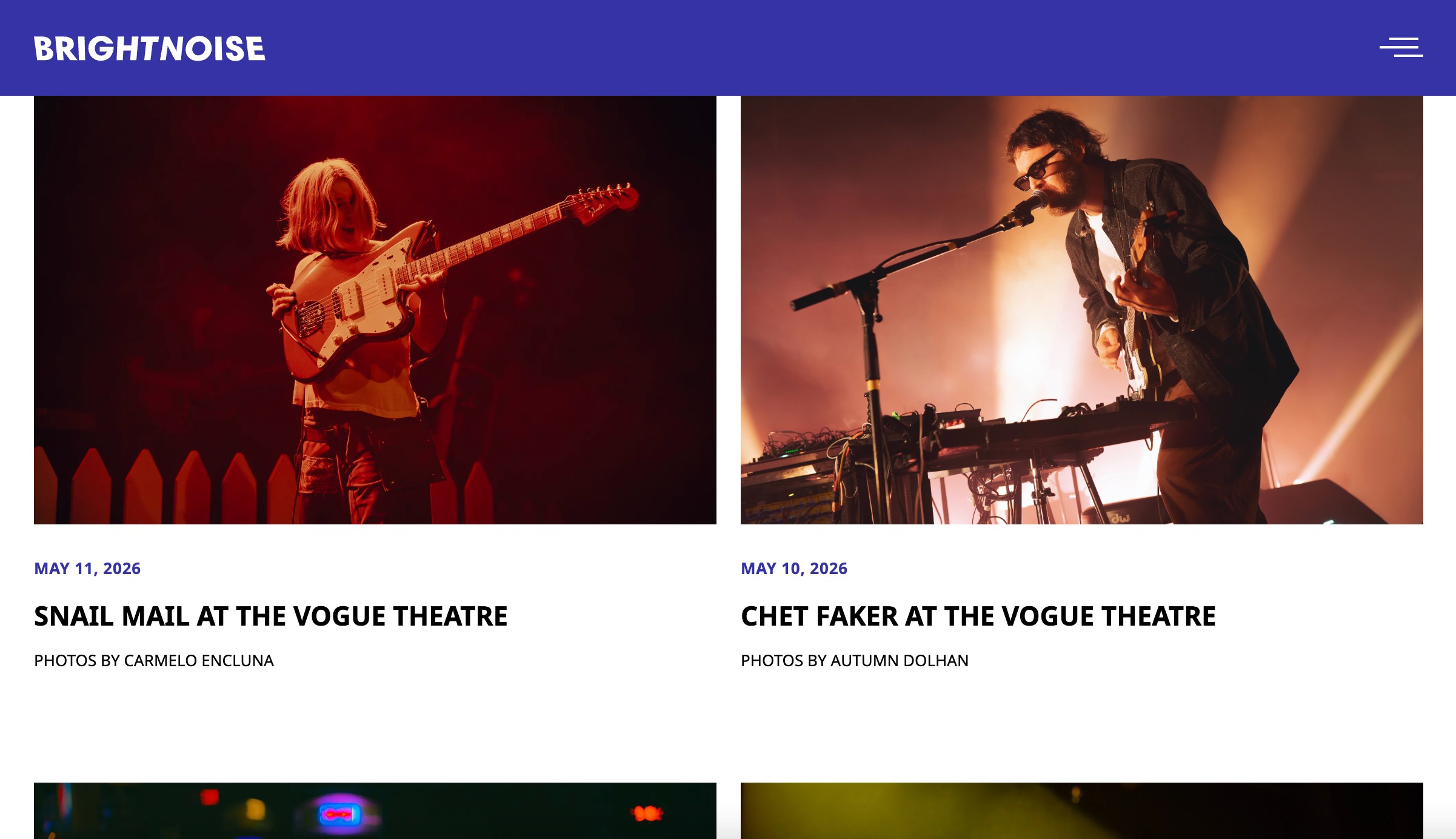Website design featuring a grid of photos linking to posts.