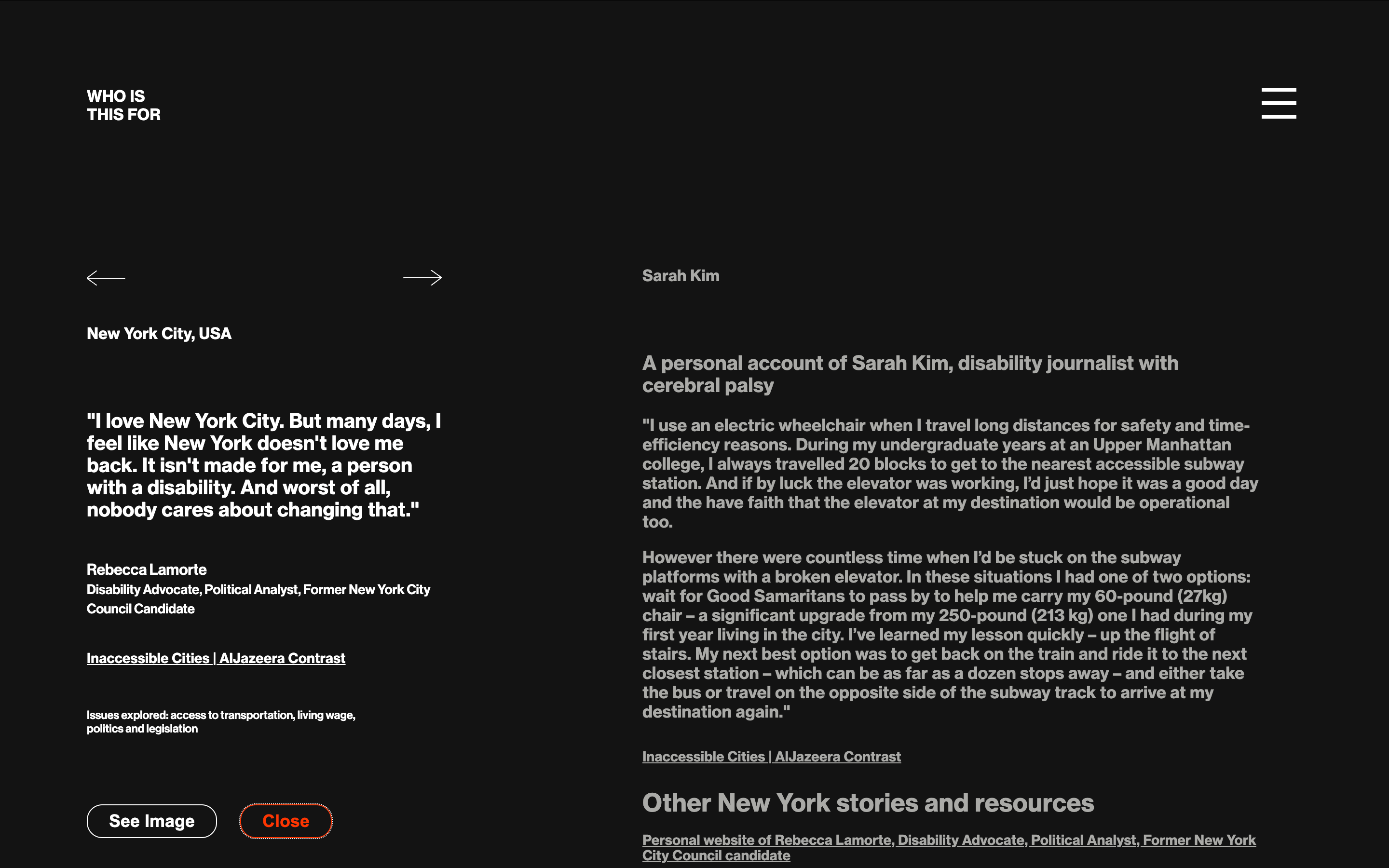 Who Is This For? Microsite expanded text element