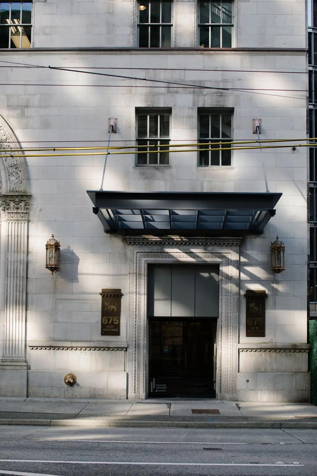 Front entrance of the Royal Bank building in Vancouver