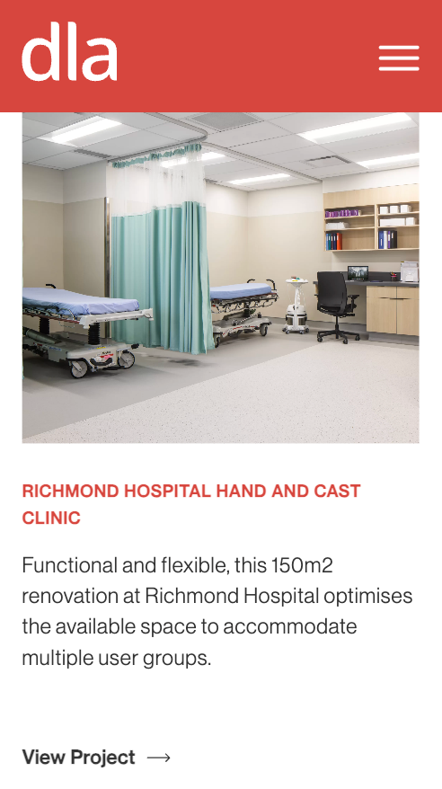 Mobile view of a modern architecture website design.