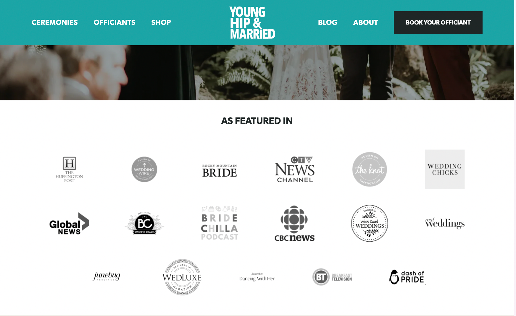 A website design features a grid of logos.