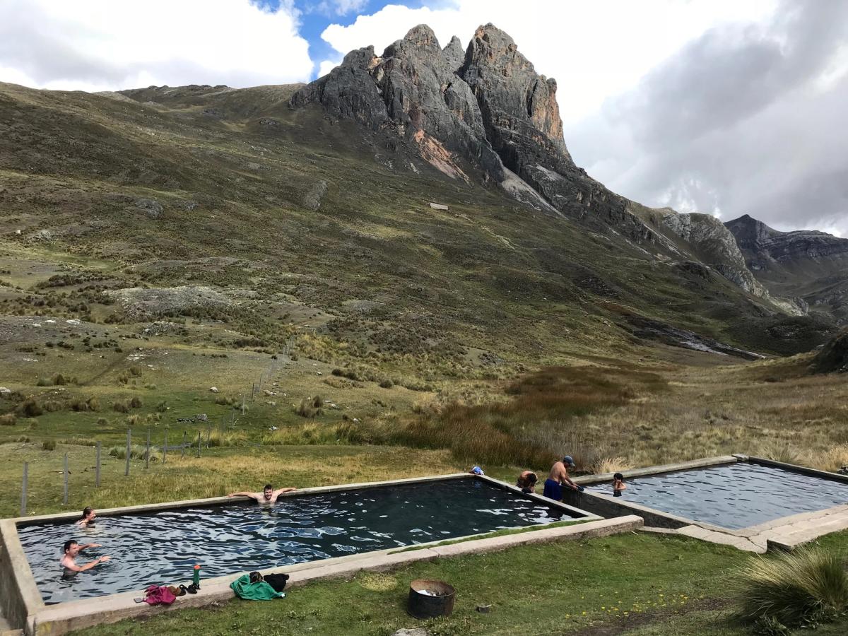 Natural hot springs on the Huayhuash Circuit