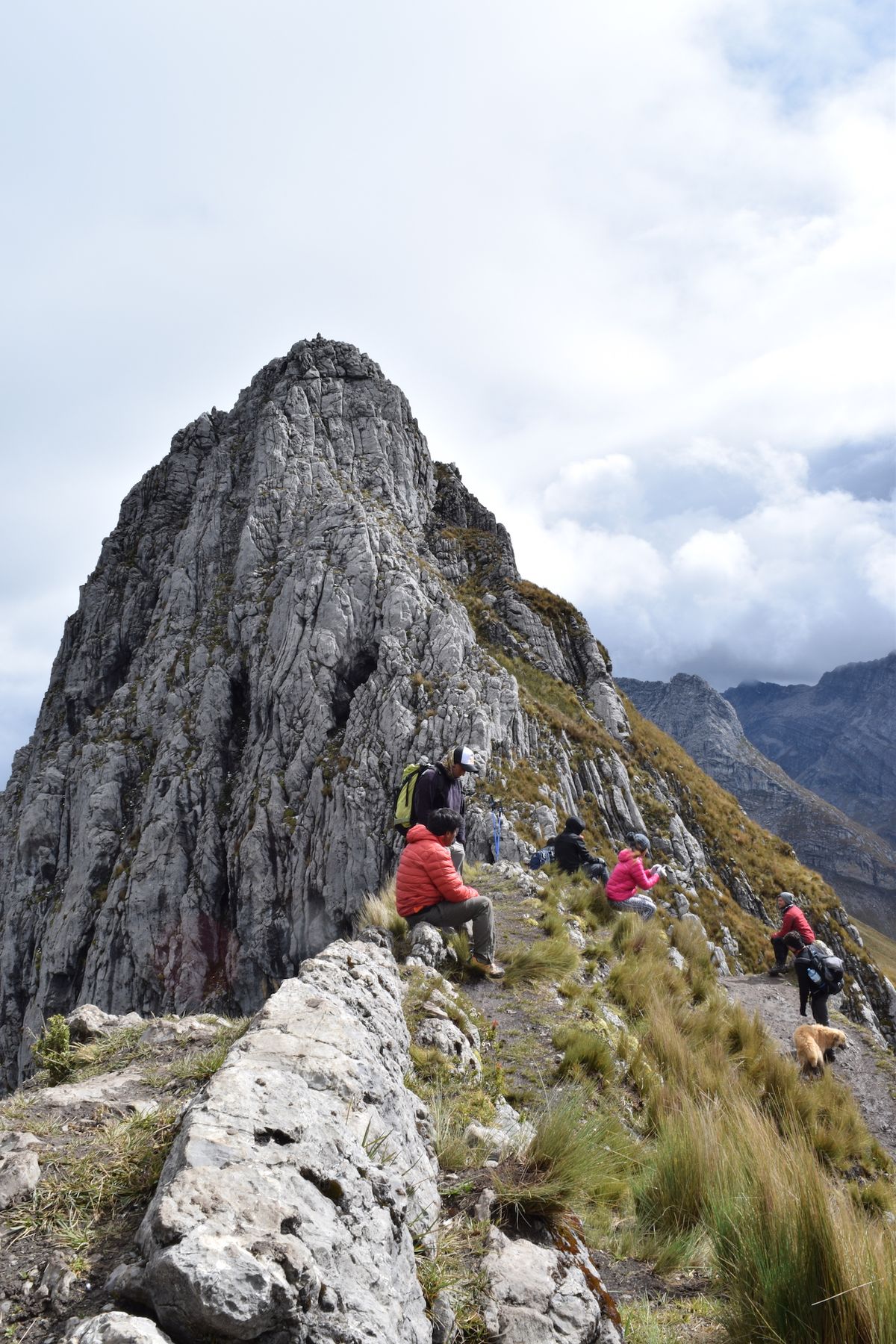 Group rests at overlook in the mountains