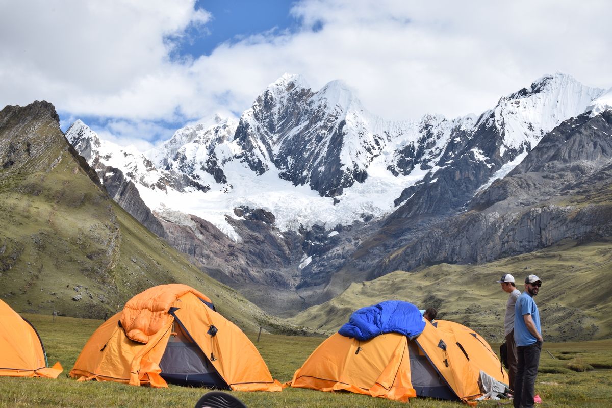 Camping spot in the valley of the Cordillera Huayhuash