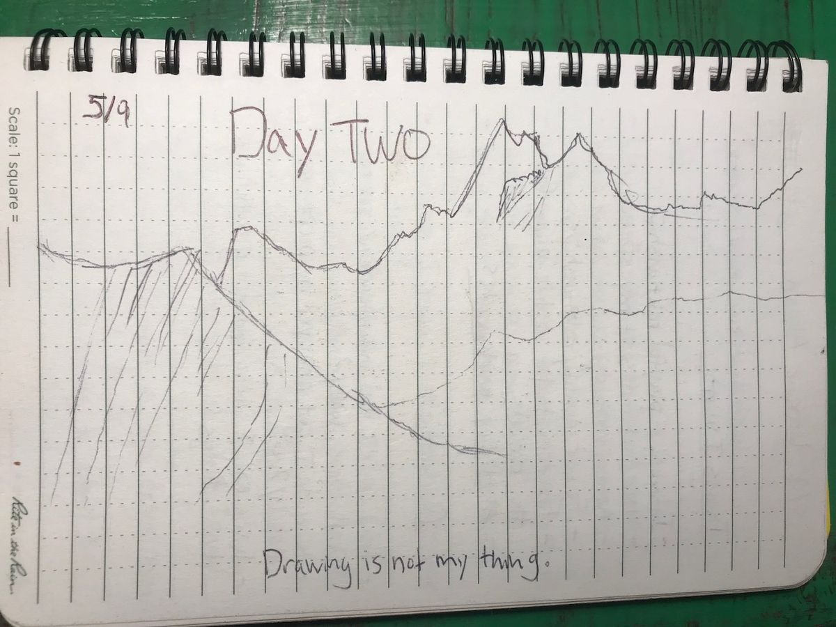 Drawing of mountain in my journal