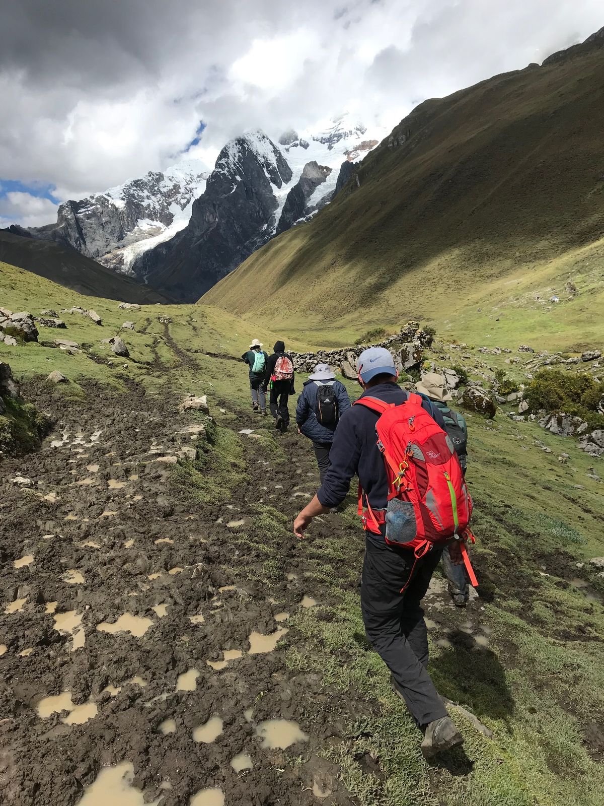 Hiking in a valley of the mountains