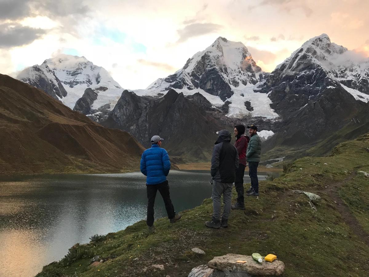 overlooking a lake from a campground in Peru
