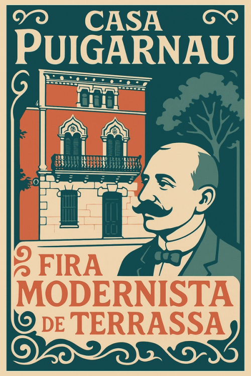 Casa Puigarnau con la Fira Modernista de Terrassa
