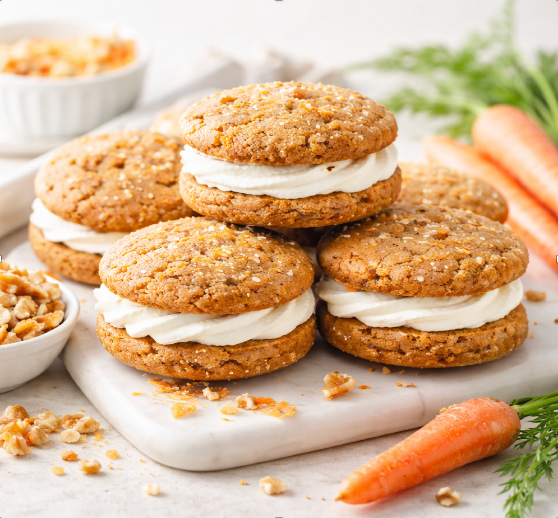 Carrot Whoopie Pies with Marshmallow Buttercream