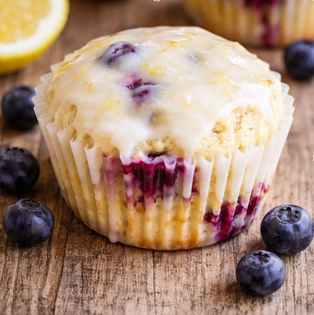 Lemon Blueberry Muffins with Lemon Glaze
