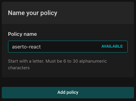 name policy and add policy