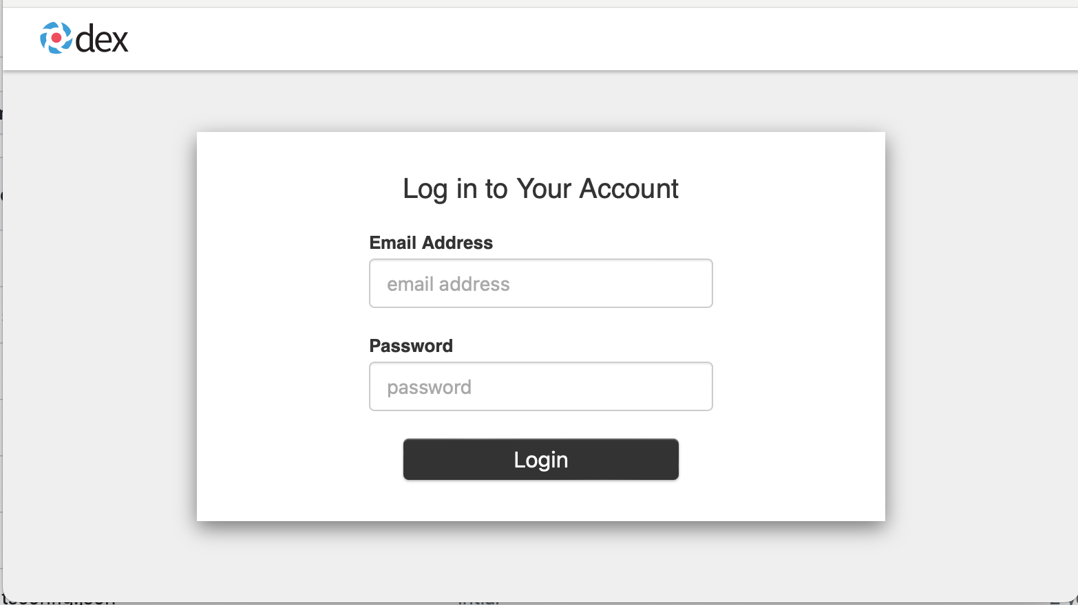 Login page