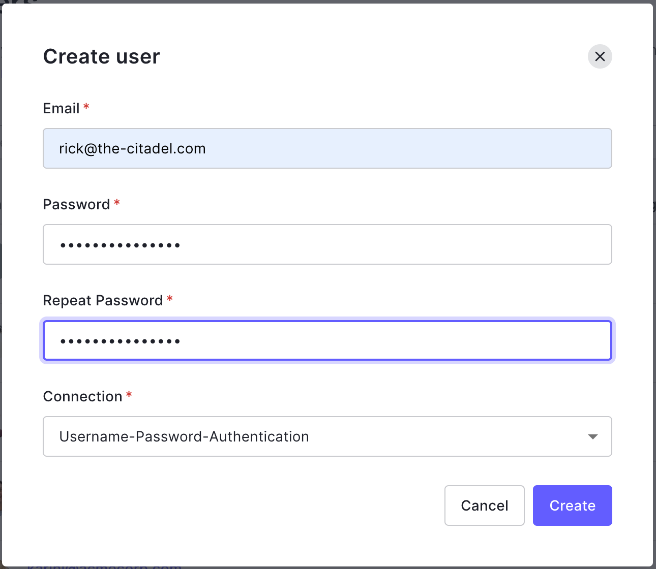 create user form