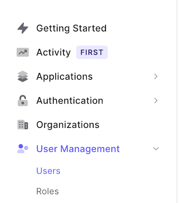 user management sidebar