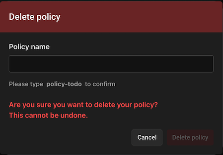 delete policy