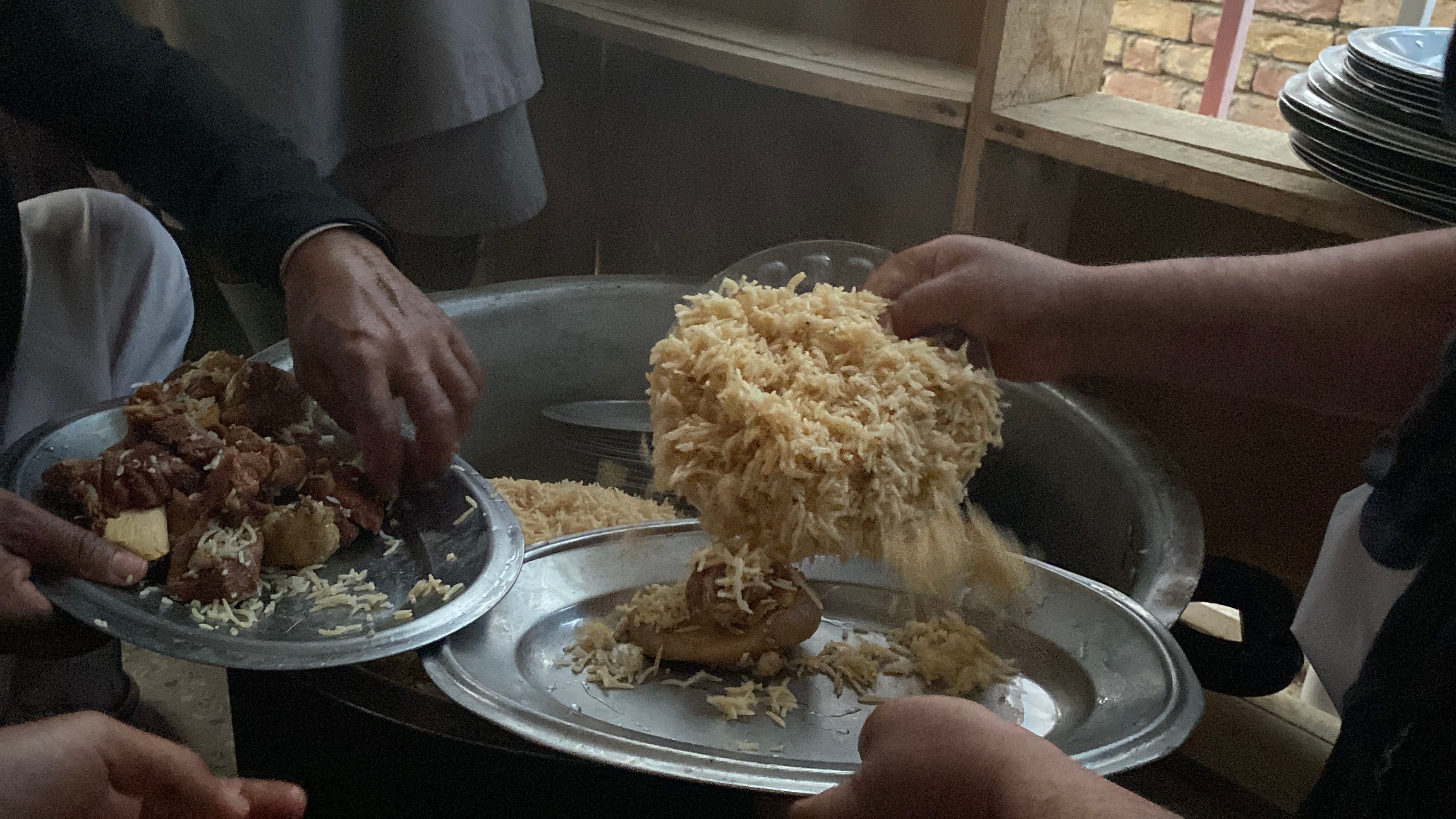 Rice being served