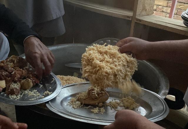 Rice being served