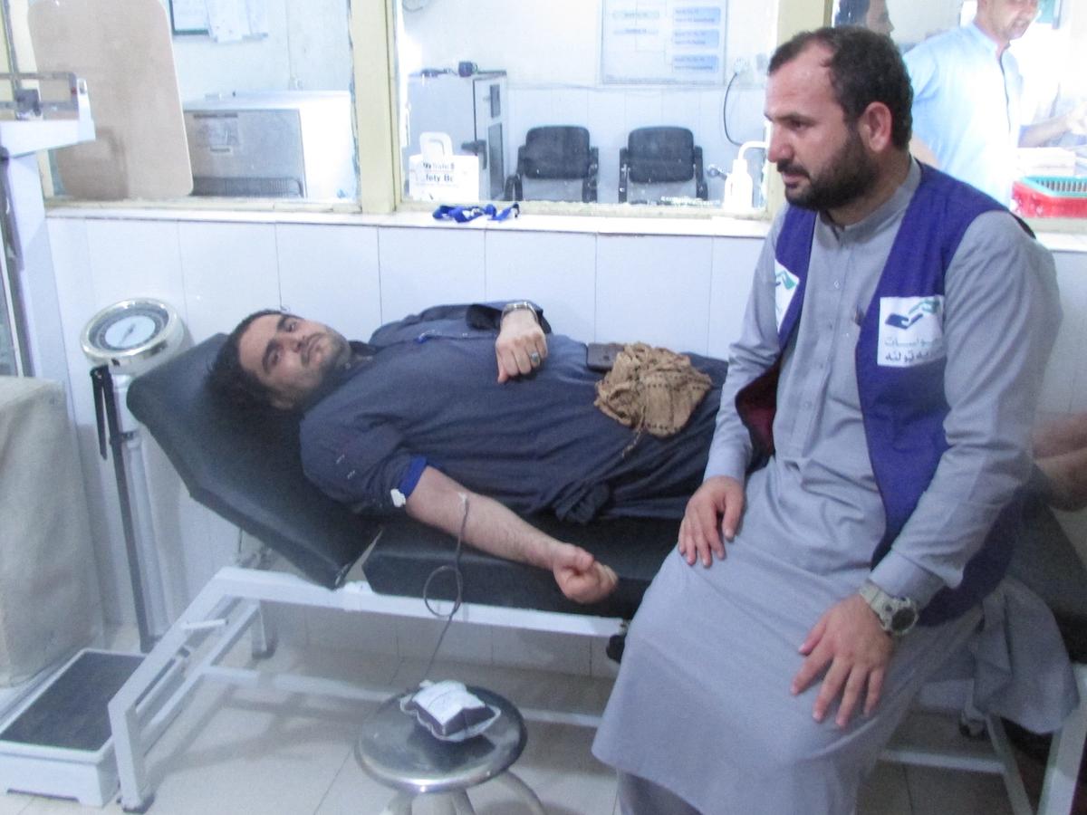 A patient receiving blood in Afghanistan | Human Relief Mission