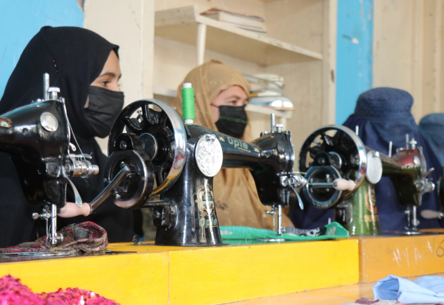 Women in Afghanistan with Sewing Machine | Human Relief Mission