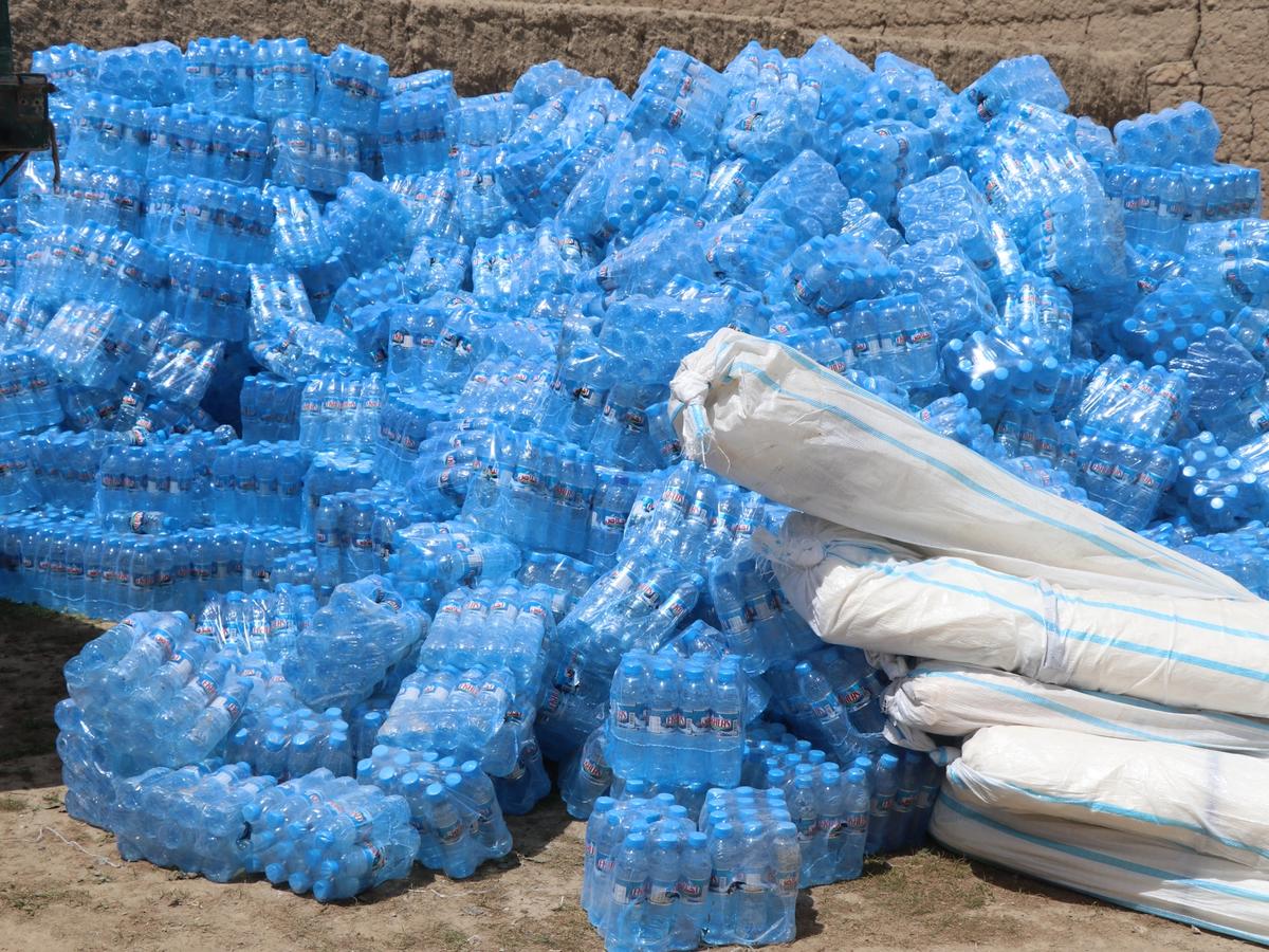 Cases of Water Bottles | Human Relief Mission