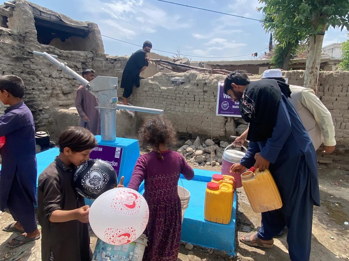 Families in Afghanistan using the water well | Human Relief Mission