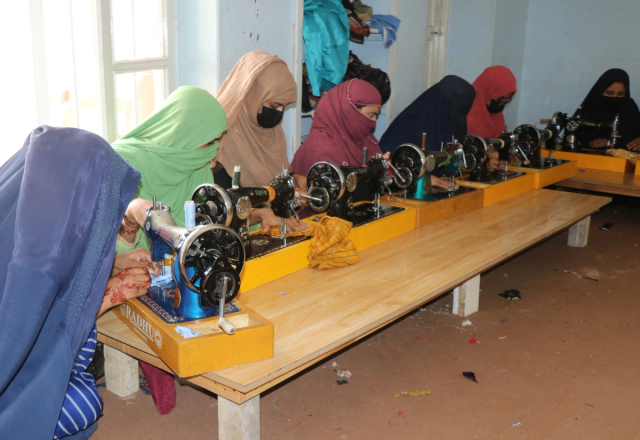 Women Sewing Clothes with Sewing Machine | Human Relief Mission