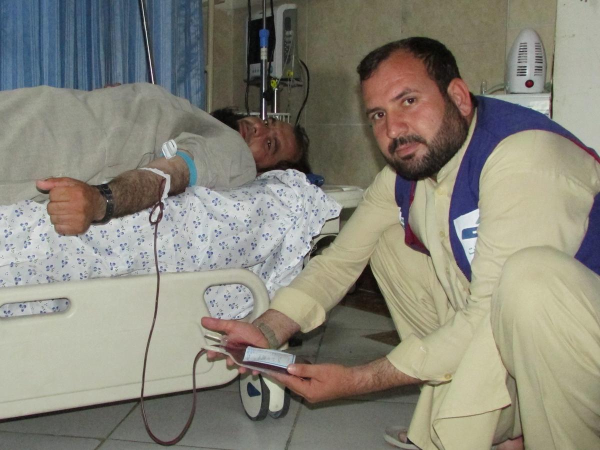 A patient in Afghanistan receiving blood | Human Relief Mission