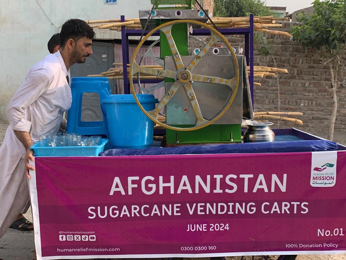 Man in Afghanistan pushing his Sugarcane Cart | Human Relief Mission