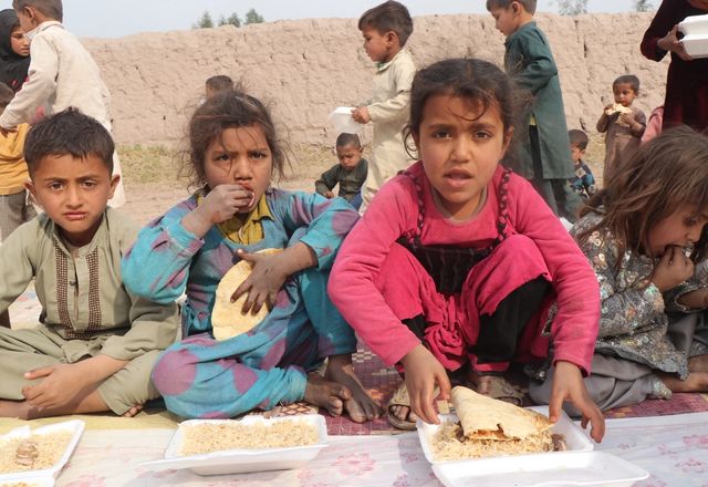 Children in Afghanistan eating Hot Meals | Human Relief Mission