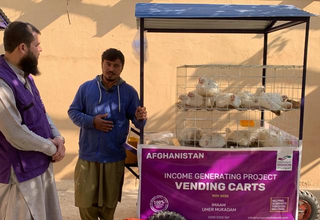 Afghan man with his chicken cart | Human Relief Mission