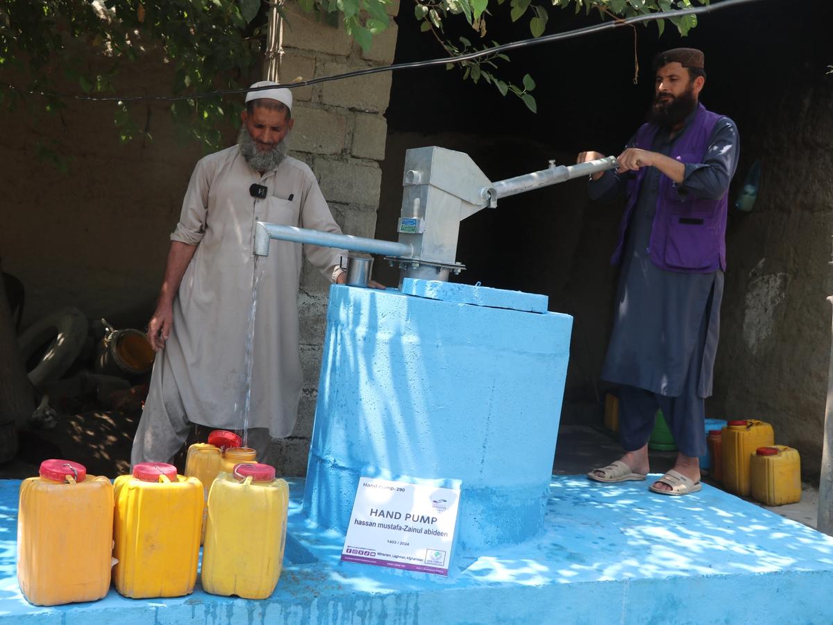 Man and HRM Aid worker with a handpump in Afghanistan | Human Relief Mission