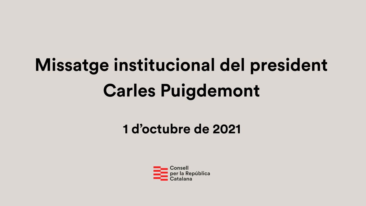 Missatge institucional del President Puigdemont per l’1-O