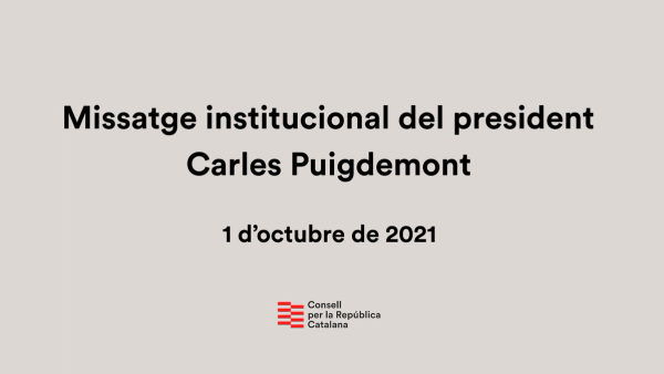 Missatge institucional del President Puigdemont per l’1-O