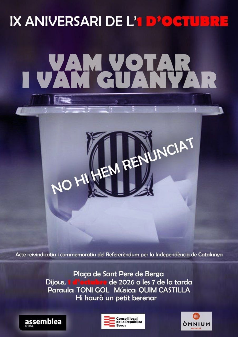 Acte reivindicatiu 1-O a la Plaça Sant Pere de Berga