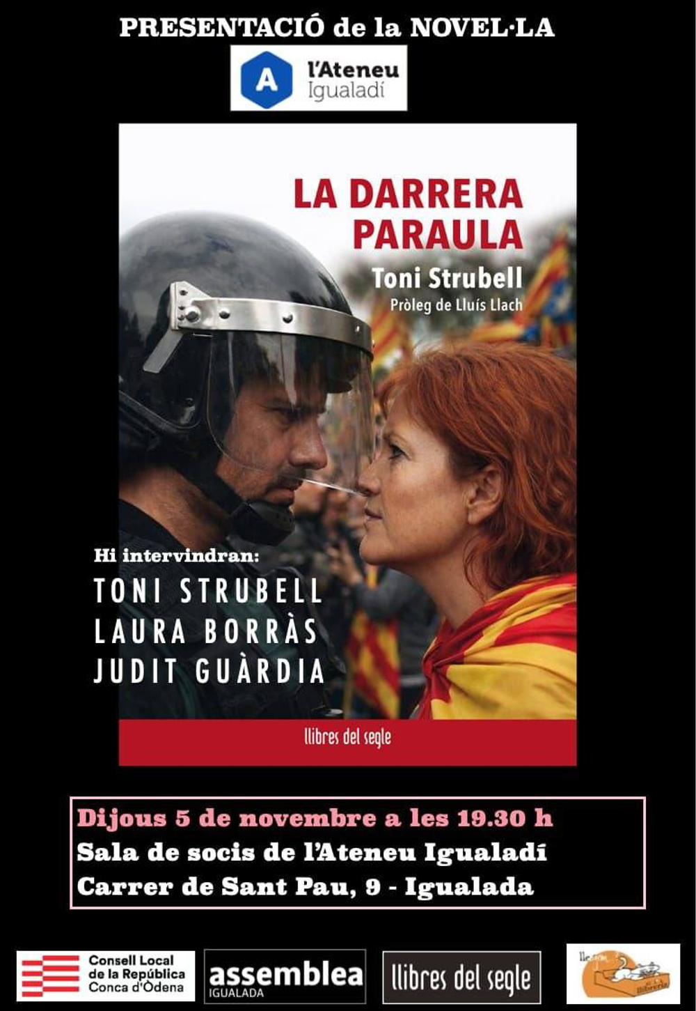 Presentació de la novel·la "La Darrera Paraula", amb Toni Strubell, Laura Borràs i Judit Guàrdia