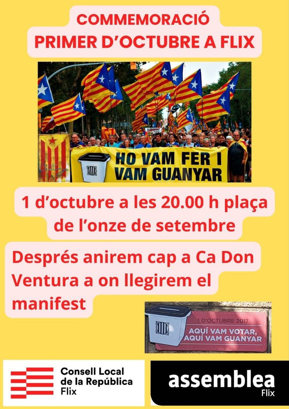 Commemoració Primer d'Octubre a Flix