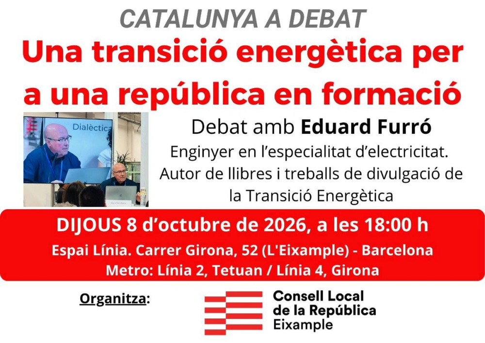 Acte Catalunya a Debat "Una transició energètica per una Catalunya en formació", amb l'enginyer Eduard Furró