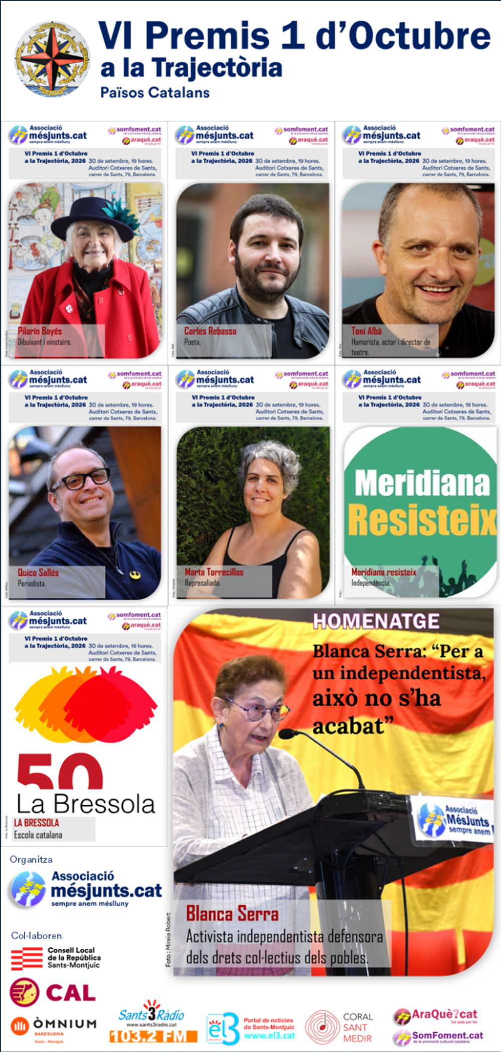 Cerimònia dels Premis 1 d'Octubre a la Trajectòria