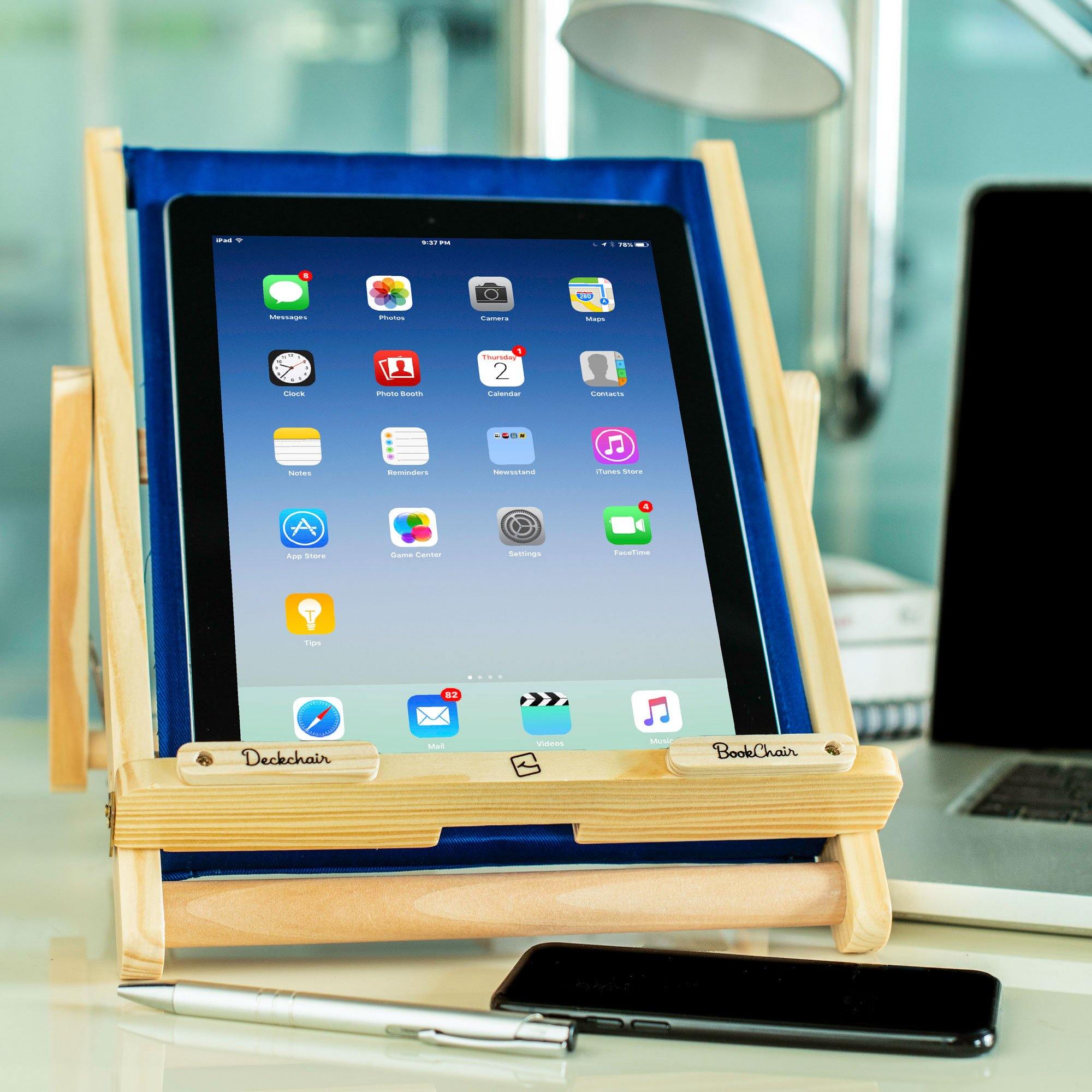 Deckchair Bookchair – Höhenverstellbarer Buch- & Tablet-Halter, Lesekissen Fürs Bett & Sofa