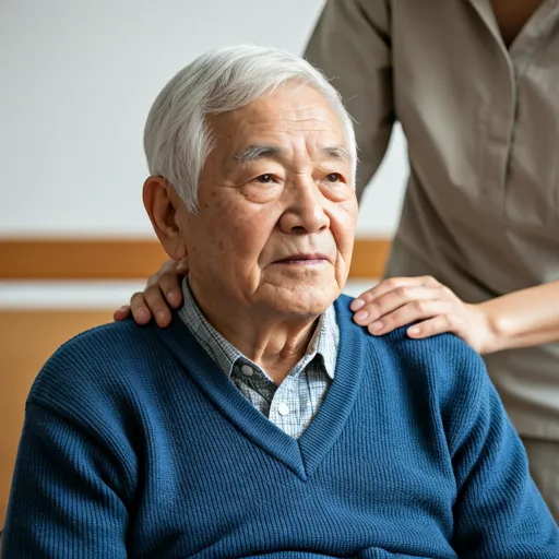 Elderly person being assisted with care