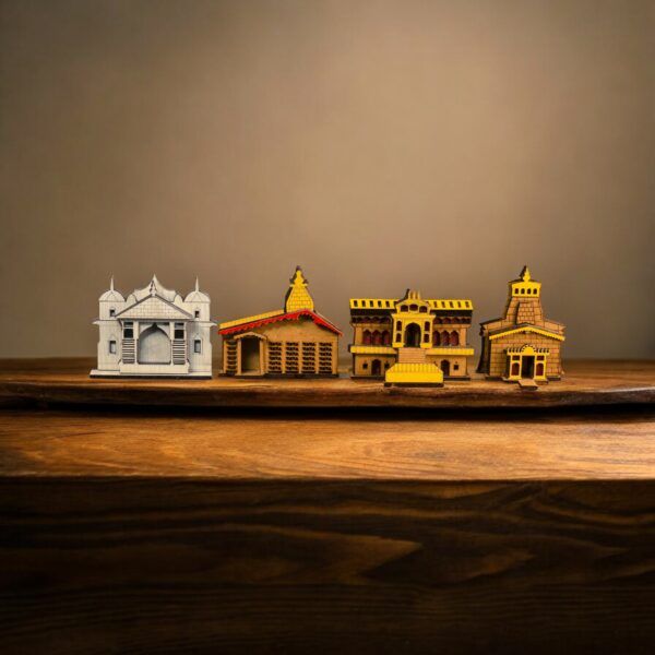 3D Wooden Char Dham Frame