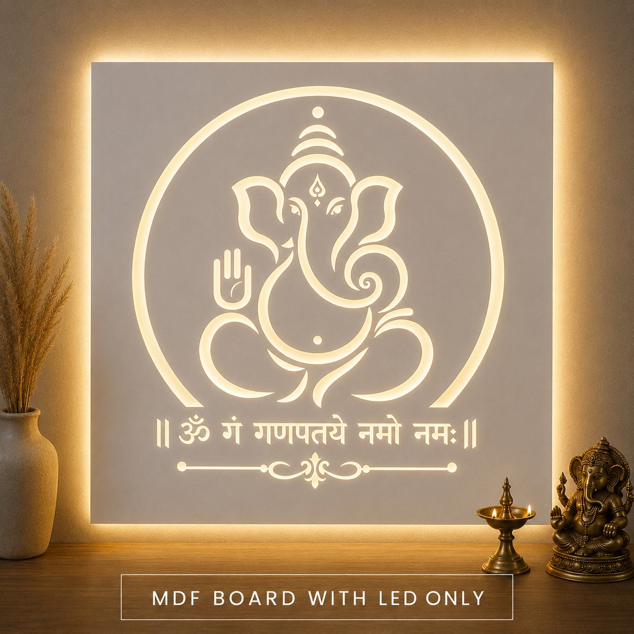 Premium Ganesh ji Wall Decor with LED | MDF Ganpati Wall Art | Ganesh  Chaturthi Decoration |