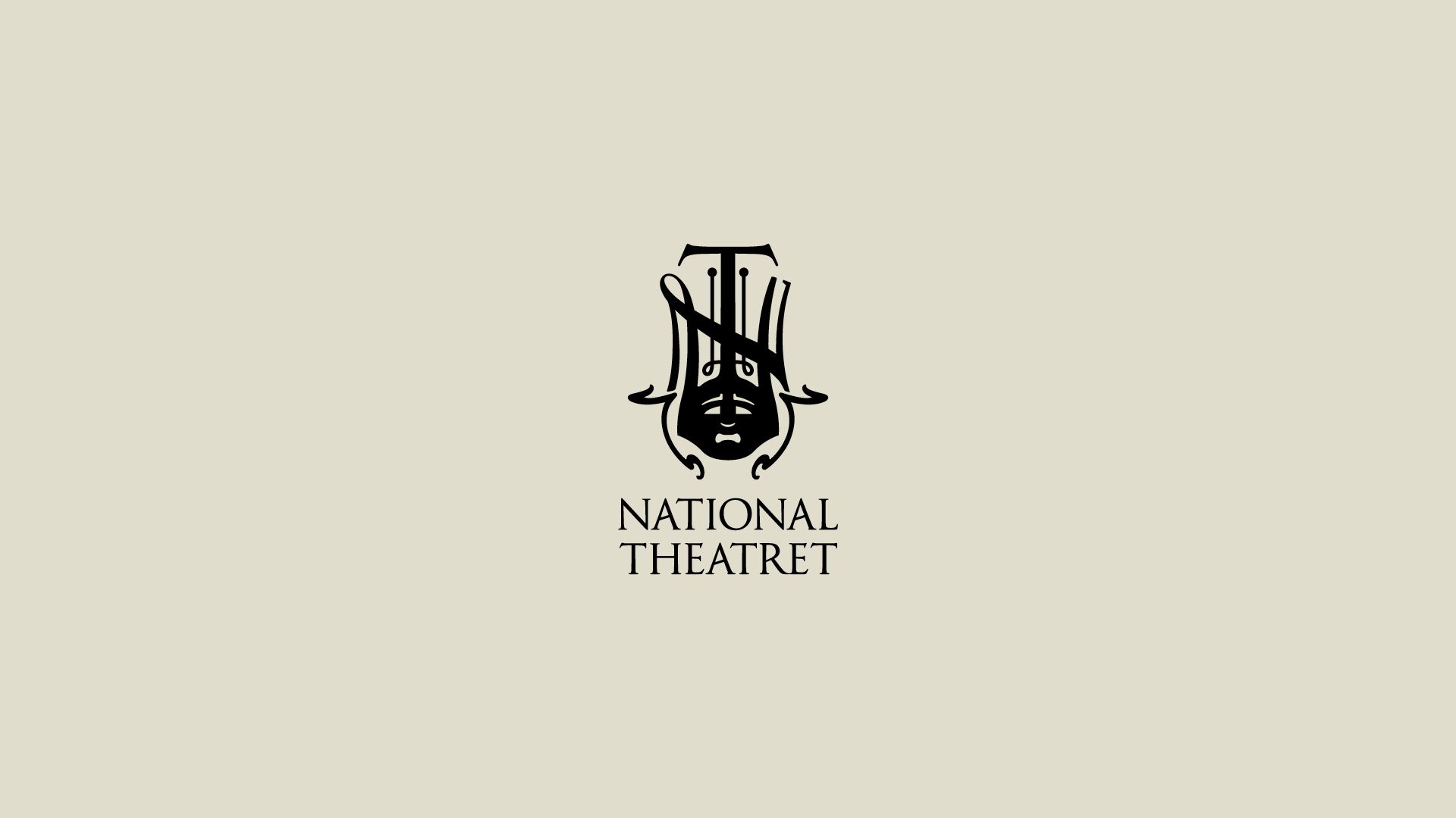 Nationaltheatrets logo på grå bakgrunn