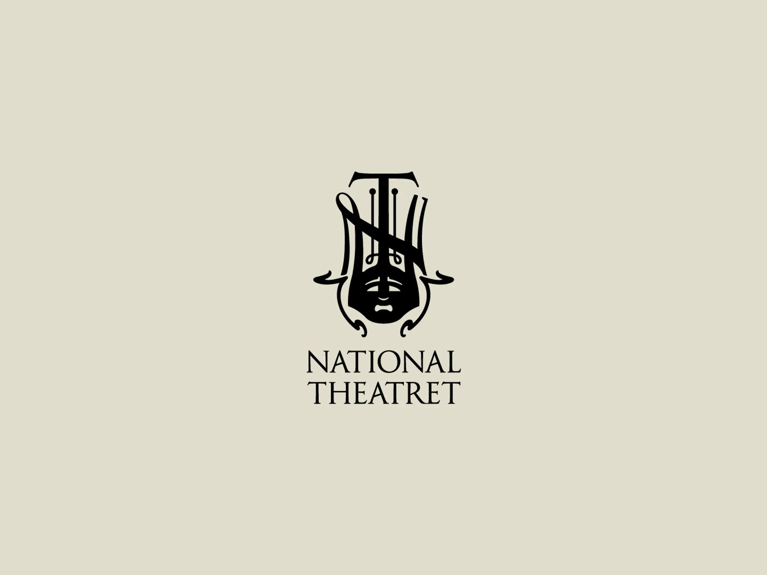 Nationaltheatrets logo på grå bakgrunn