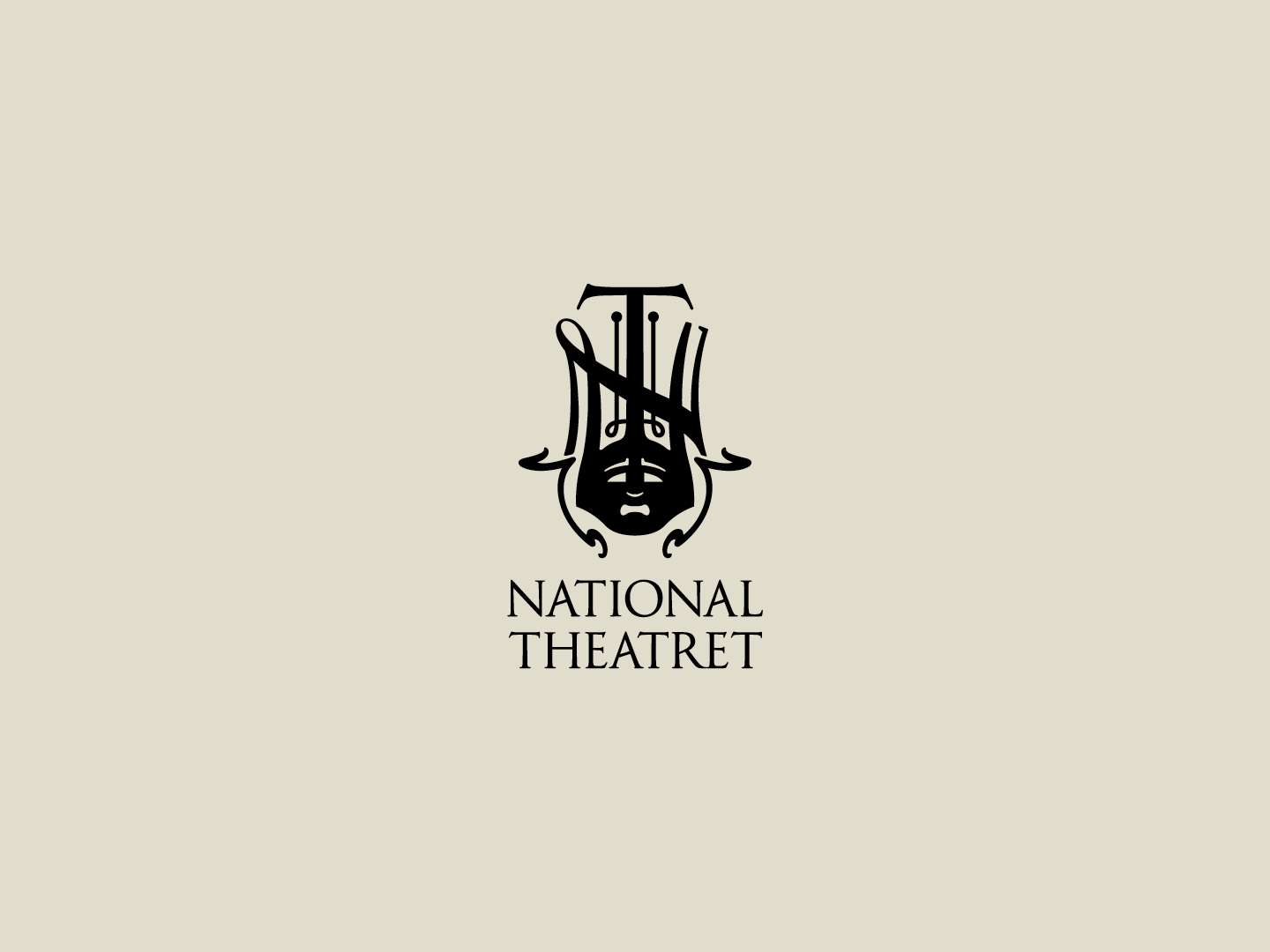 Nationaltheatrets logo på grå bakgrunn