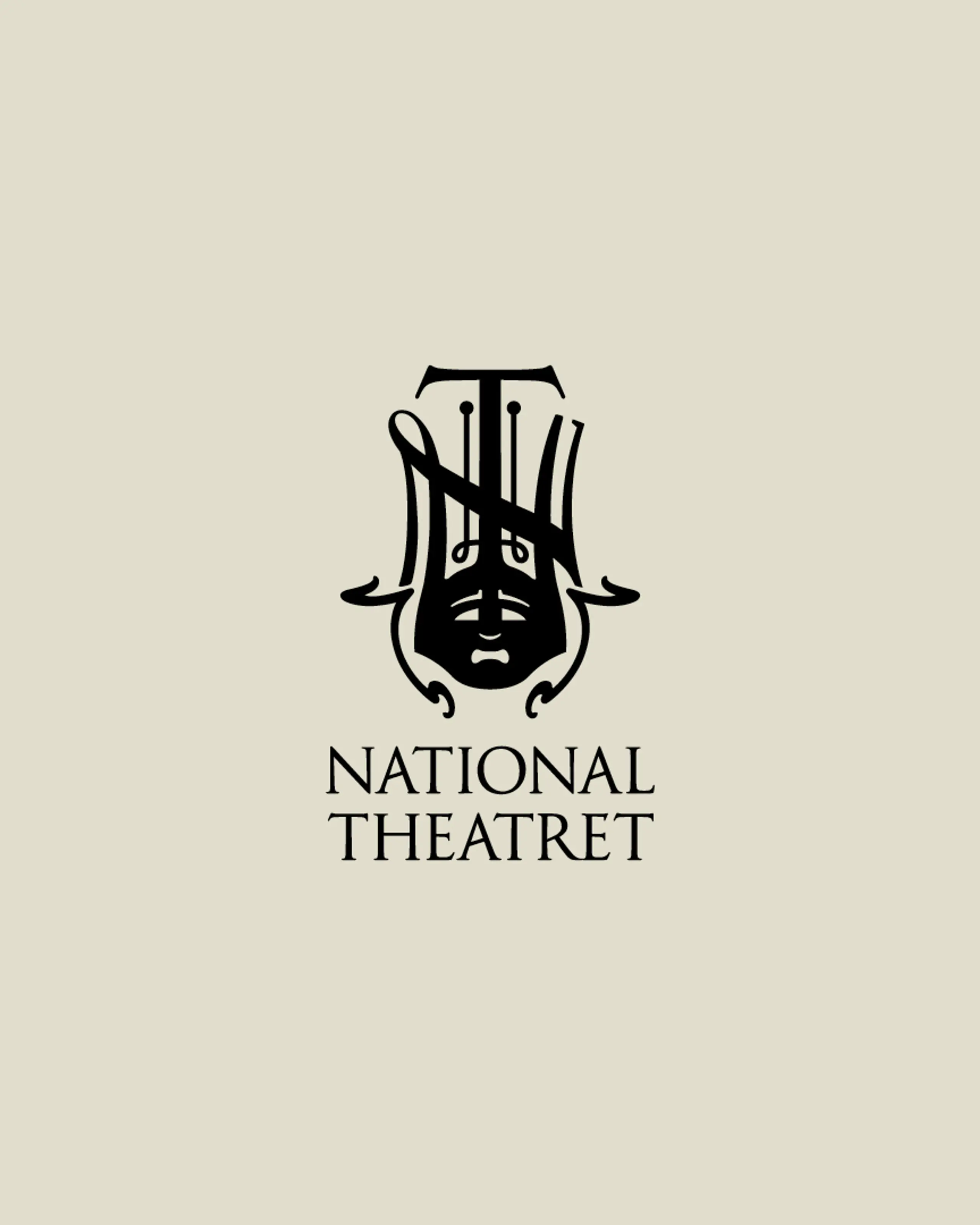 Nationaltheatrets logo på grå bakgrunn