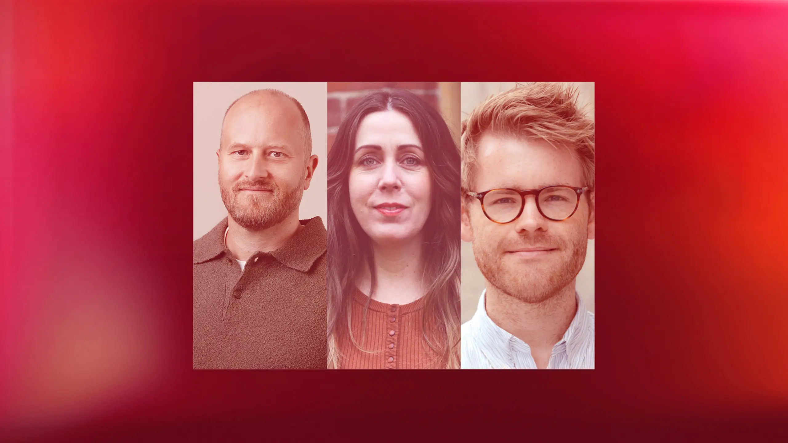 Collage med to menn og en kvinne