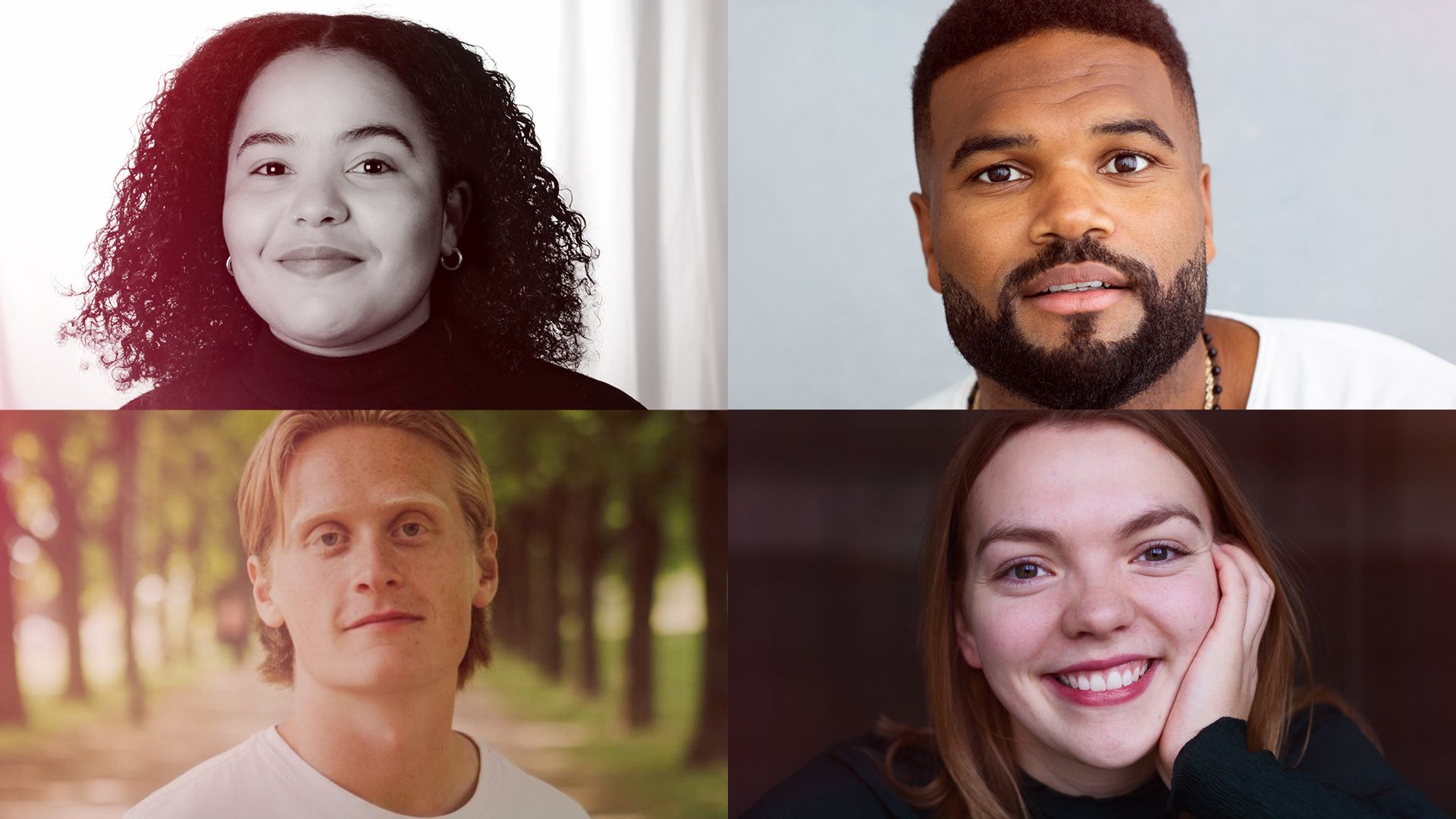Collage med fire personer