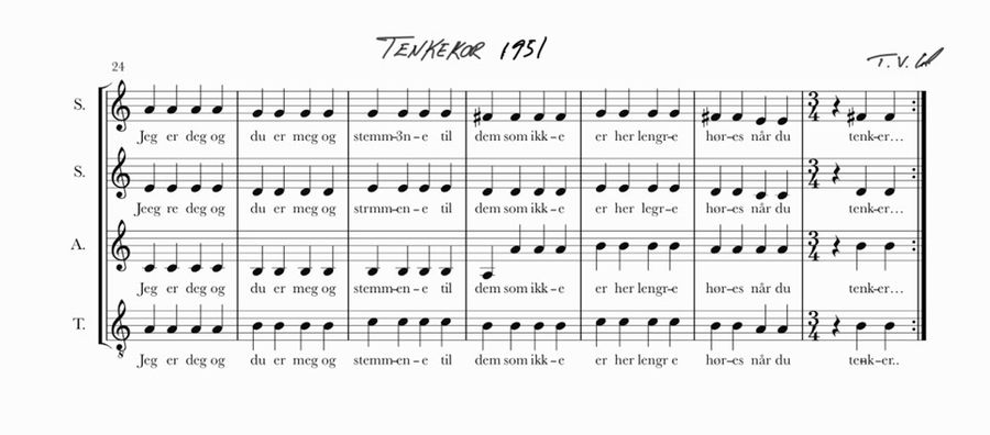 Noter med overskrift "Tenkekor 1951"