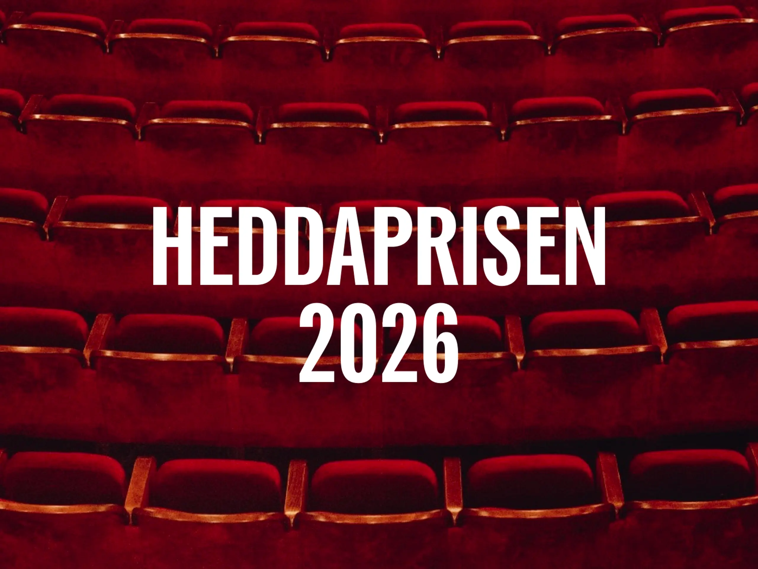 Røde seter fra Hovedscenen med tittelen "Heddaprisen 2026"